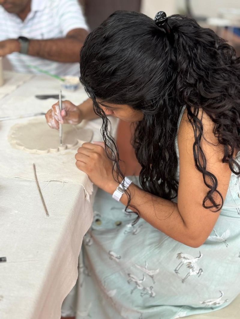 Students working on pottery Bangalore