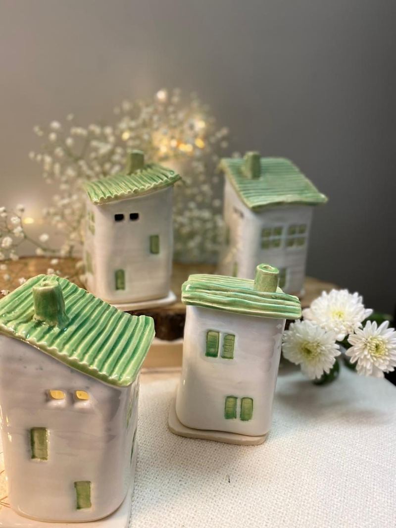 Ceramic houses by Meeta — hand-built stoneware