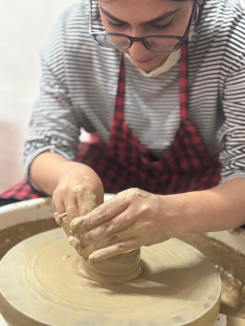 Hand-built clay tray with elephant detail